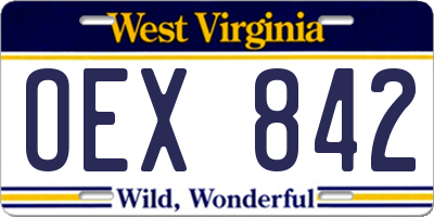 WV license plate OEX842