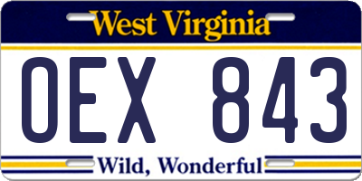 WV license plate OEX843