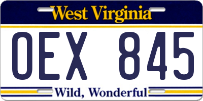 WV license plate OEX845