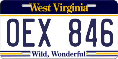 WV license plate OEX846
