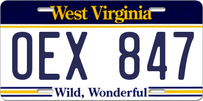 WV license plate OEX847