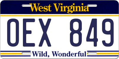 WV license plate OEX849