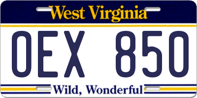WV license plate OEX850