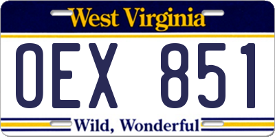 WV license plate OEX851