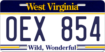 WV license plate OEX854