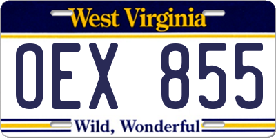 WV license plate OEX855