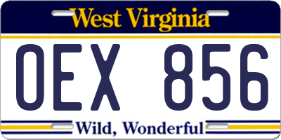 WV license plate OEX856