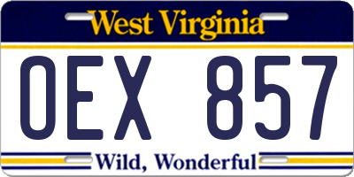 WV license plate OEX857