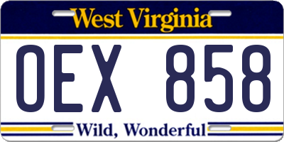 WV license plate OEX858