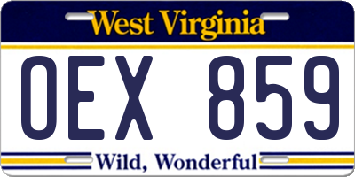WV license plate OEX859