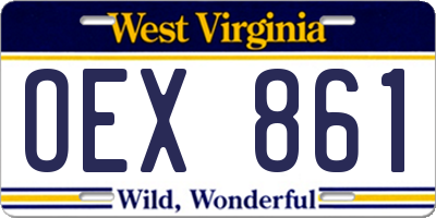 WV license plate OEX861