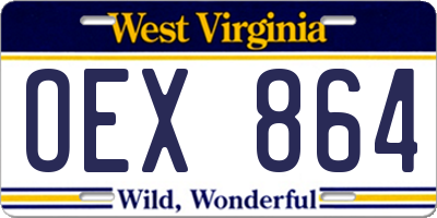 WV license plate OEX864