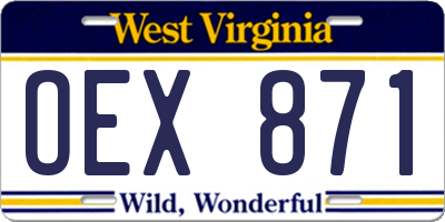 WV license plate OEX871