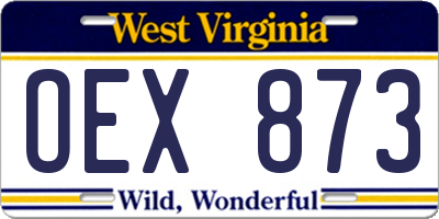 WV license plate OEX873