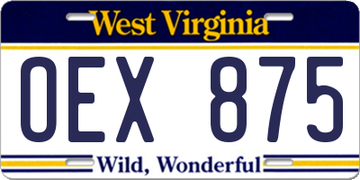 WV license plate OEX875