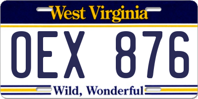 WV license plate OEX876
