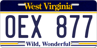 WV license plate OEX877
