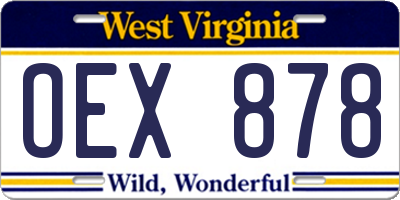 WV license plate OEX878