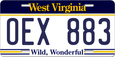 WV license plate OEX883
