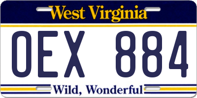 WV license plate OEX884