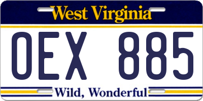 WV license plate OEX885