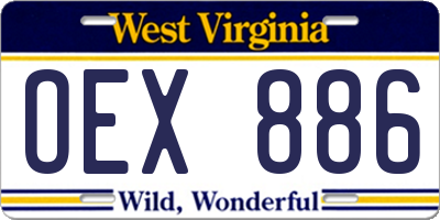 WV license plate OEX886