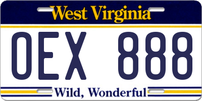 WV license plate OEX888