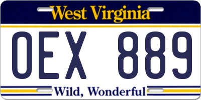 WV license plate OEX889