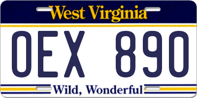 WV license plate OEX890