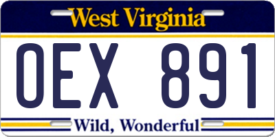 WV license plate OEX891