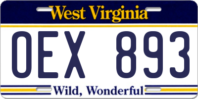 WV license plate OEX893