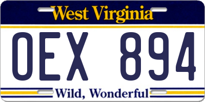 WV license plate OEX894