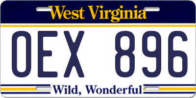 WV license plate OEX896