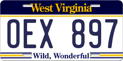 WV license plate OEX897