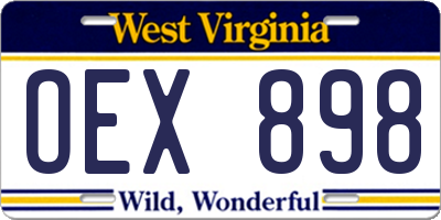 WV license plate OEX898