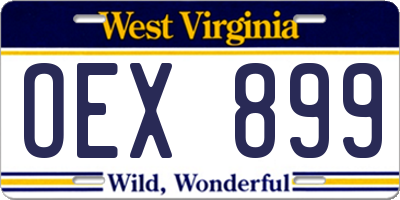 WV license plate OEX899
