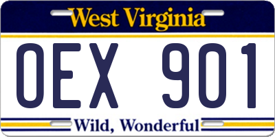 WV license plate OEX901