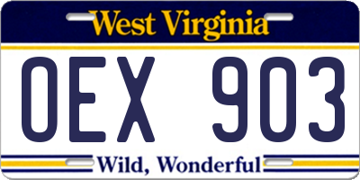 WV license plate OEX903