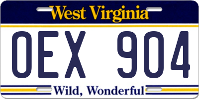WV license plate OEX904