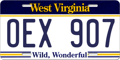 WV license plate OEX907
