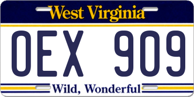 WV license plate OEX909