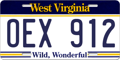 WV license plate OEX912