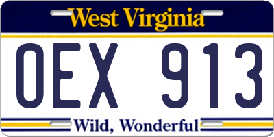 WV license plate OEX913