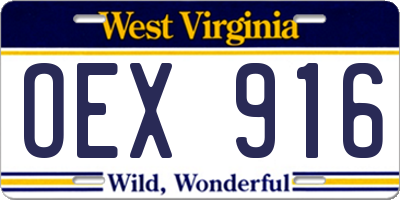 WV license plate OEX916