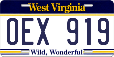 WV license plate OEX919