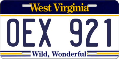 WV license plate OEX921