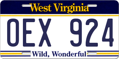 WV license plate OEX924