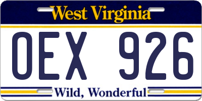 WV license plate OEX926