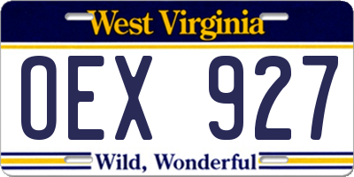 WV license plate OEX927