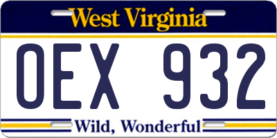 WV license plate OEX932